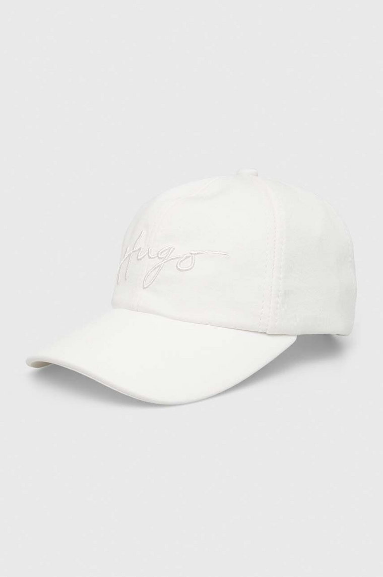 HUGO czapka z daszkiem kolor biały z aplikacją 50513400