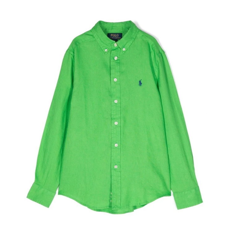 Zielona Koszula z Lnu z Guzikami dla Chłopców Ralph Lauren