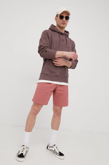 Superdry bluza bawełniana męska kolor brązowy z kapturem z aplikacją