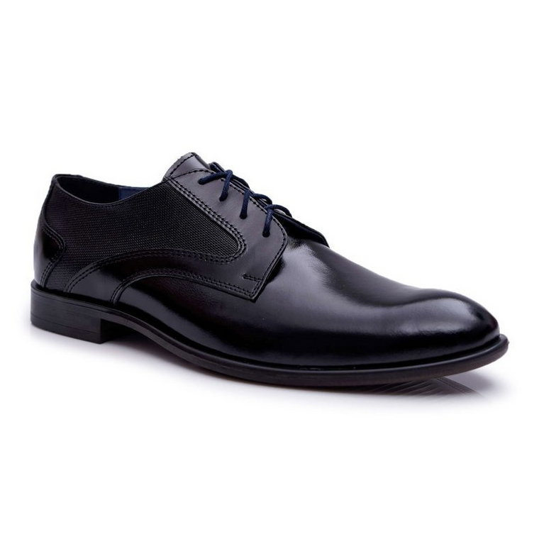 Bednarek Polish Shoes Męskie Półbuty Bednarek Eleganckie Skórzane Wizytowe Czarne Midas