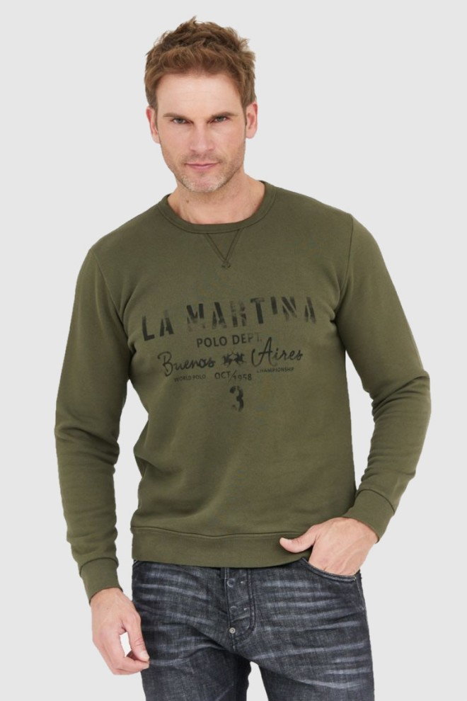 LA MARTINA Zielona bluza męska z vintage logo