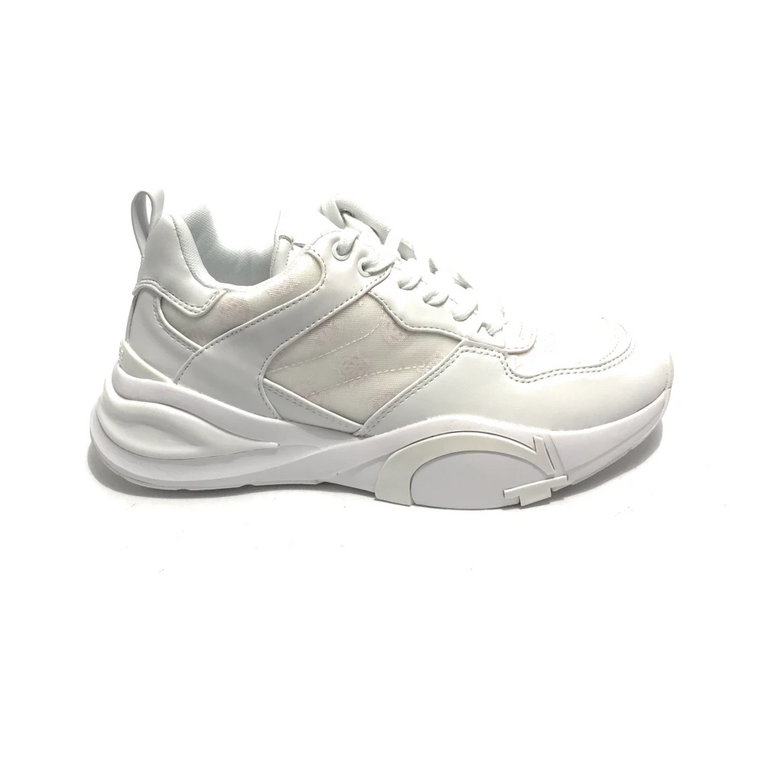 Białe Sneakersy na Koturnie z Ekoskóry Guess