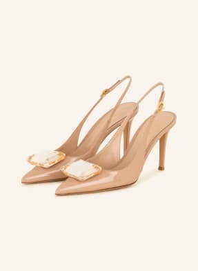 Gianvito Rossi Czółenka Z Odkrytą Piętą Vernice beige