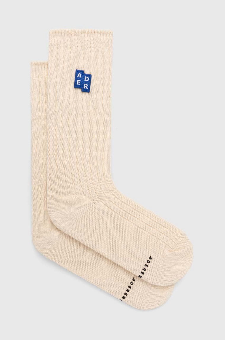 Ader Error skarpetki TRS Tag Socks męskie kolor beżowy BMSGFYAC0301