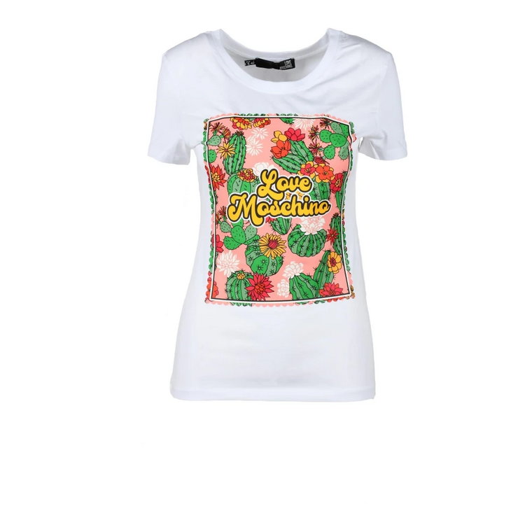 Biała Bawełniana Koszulka, Kolekcja Love Moschino Love Moschino