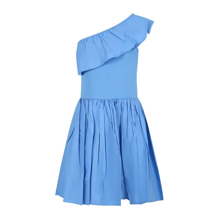Lekka niebieska sukienka na jedno ramię Molo