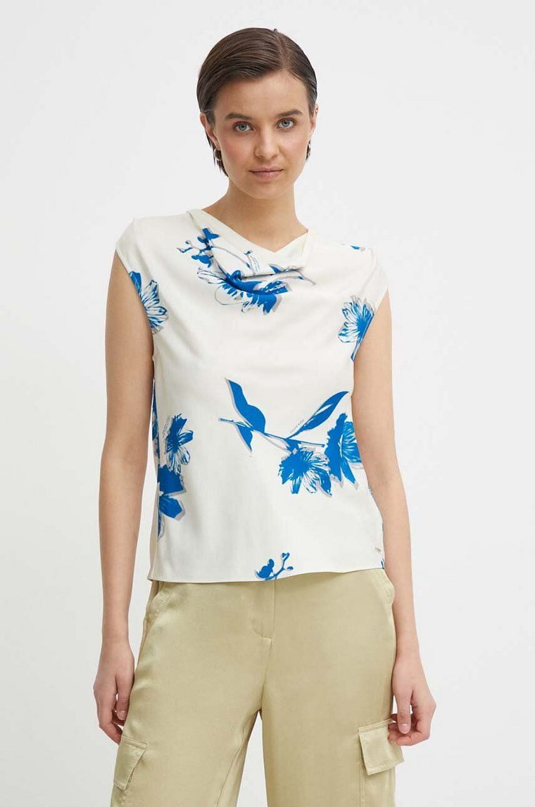 Calvin Klein bluzka damska kolor beżowy gładka K20K207036