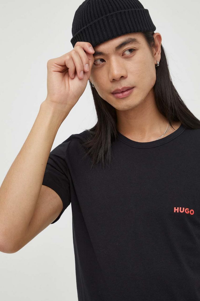 HUGO t-shirt bawełniany 3-pack męski kolor czarny gładki 50493972