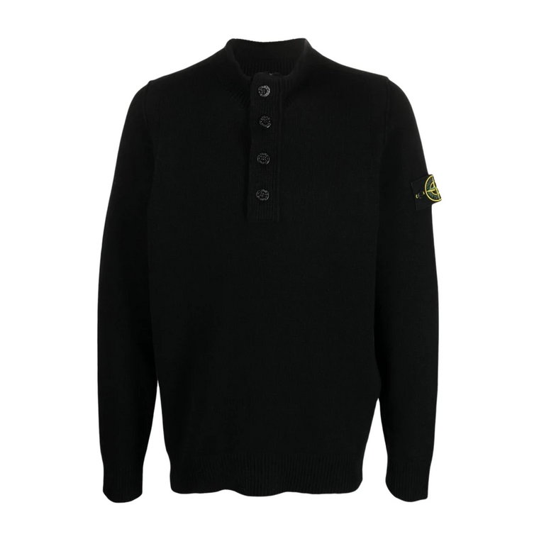 Czarny Sweter z Okrągłym Dekoltem dla Mężczyzn Stone Island