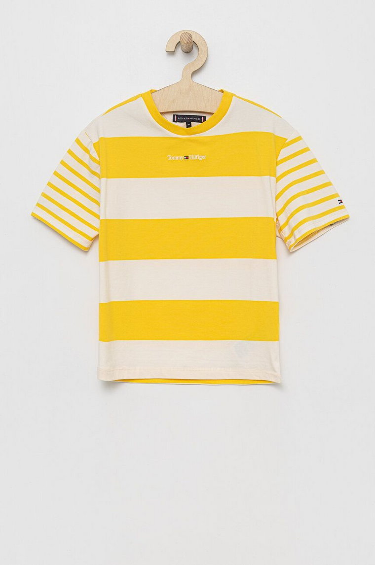 Tommy Hilfiger t-shirt dziecięcy kolor żółty wzorzysty
