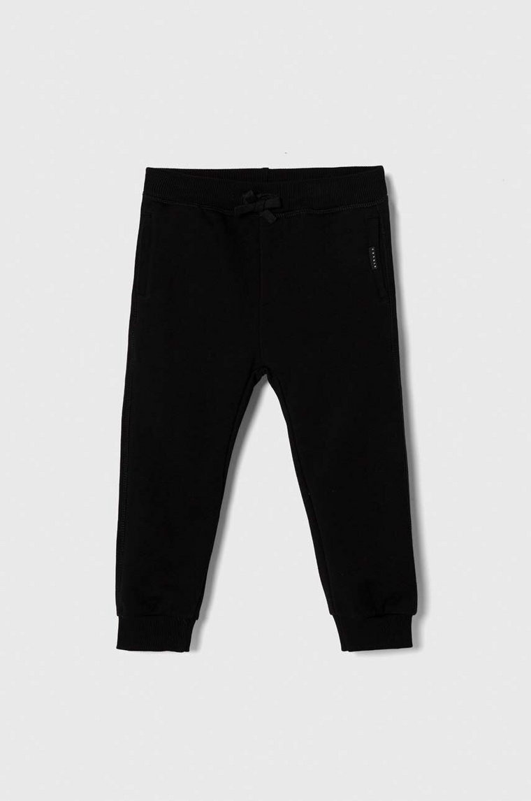 Sisley spodnie dresowe dziecięce kolor czarny gładkie