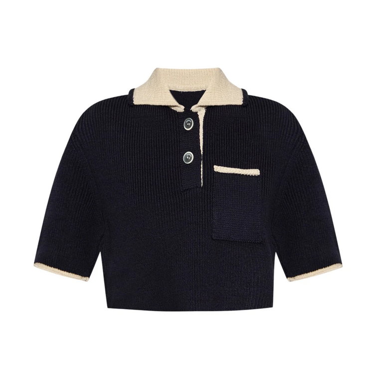 Koszulka polo, Granatowy sweter `Arco` Jacquemus