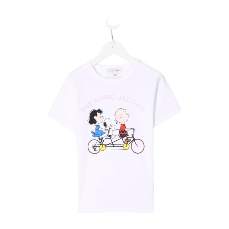 Biała Bawełniana Koszulka z Nadrukiem Peanuts Marc Jacobs