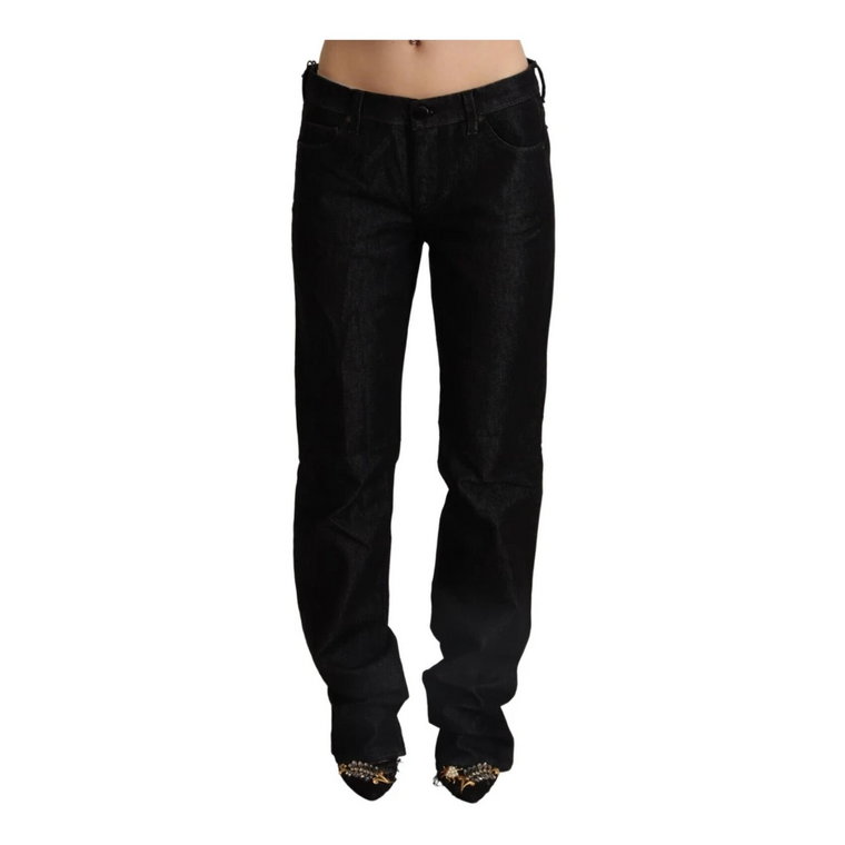 Black Low Waist Cotton Denim Straight Jeans Ermanno Scervino