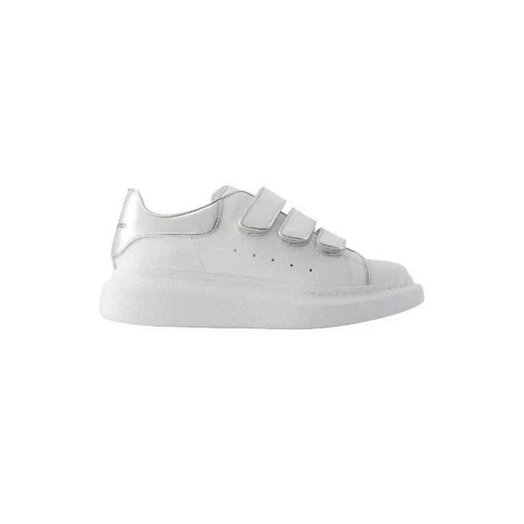 Białe/Srebrne Skórzane Sneakersy, Platforma 3,5 cm Alexander McQueen