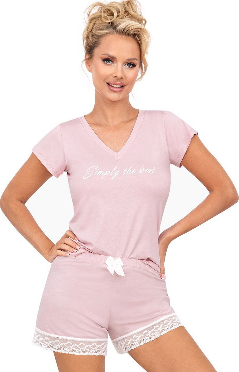 Różowa piżama damska Simply 1/2, Kolor różowy, Rozmiar S, Donna