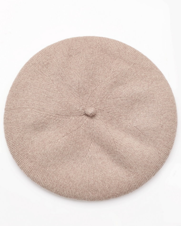 GŁADKI BERET Z WEŁNY 135-C2046 TAUPE