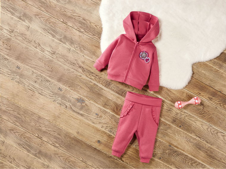 lupilu Dres niemowlęcy z bawełną (bluzka + spodnie) (50/56, Różowy)