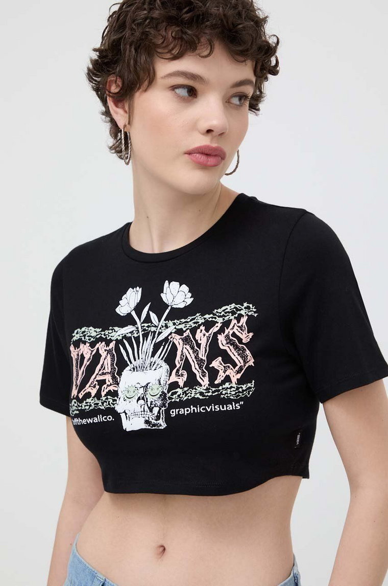 Vans t-shirt bawełniany damski kolor czarny