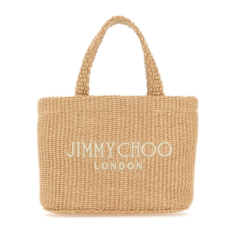 Mini torba plażowa z beżowej rafii Jimmy Choo