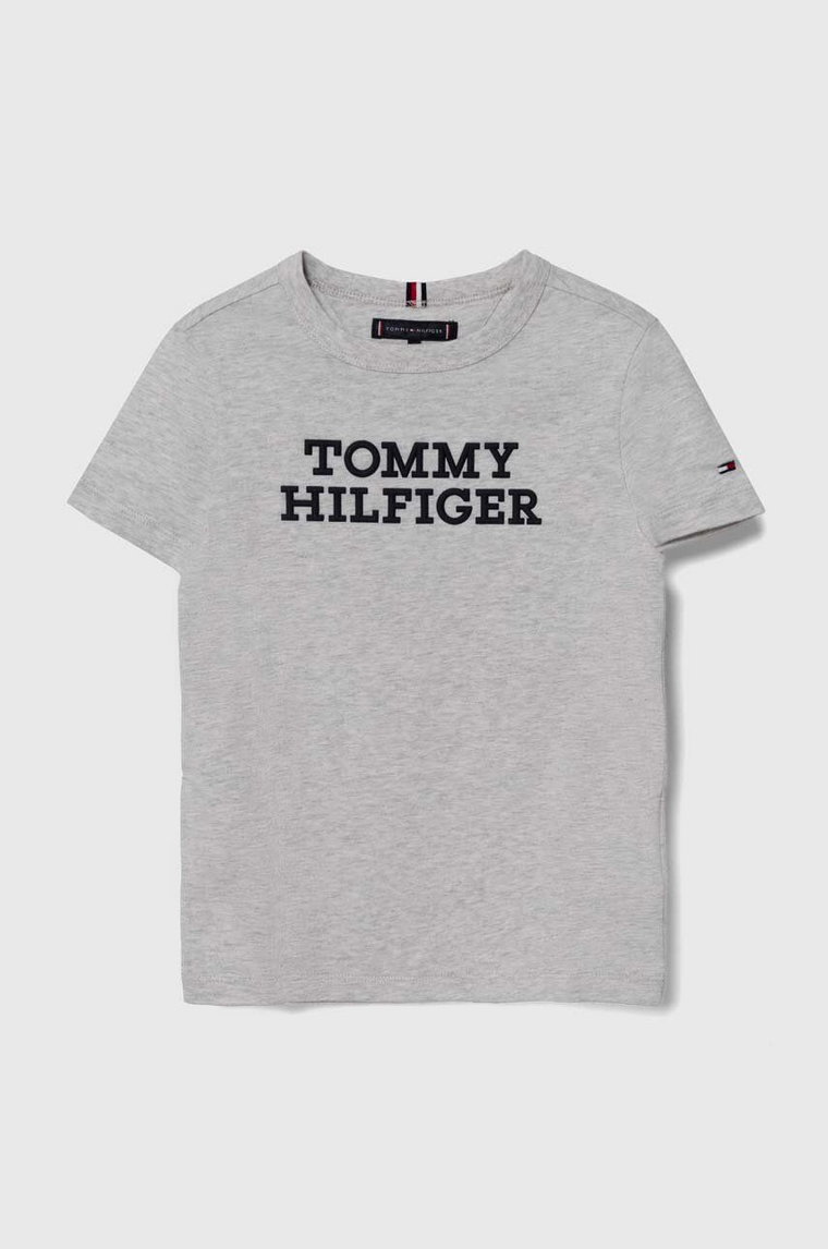 Tommy Hilfiger t-shirt bawełniany dziecięcy kolor szary z nadrukiem