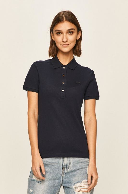 Lacoste T-shirt PF5462 damski kolor granatowy z kołnierzykiem PF5462-001