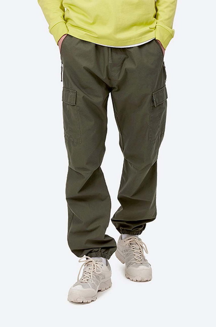 Carhartt WIP spodnie bawełniane Cypress kolor zielony w fasonie cargo I025932.CYPRESS.RI-CYPRESS.RI