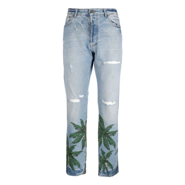 Niebieskie Spodnie Jeansowe - Regular Fit Palm Angels