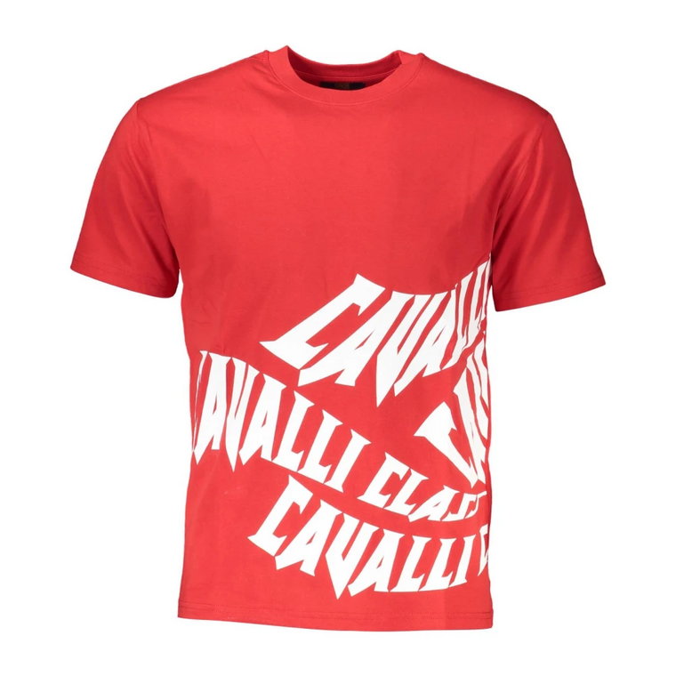 Czerwony T-shirt Męski, Krótkie Rękawy, Regularny Krój Cavalli Class