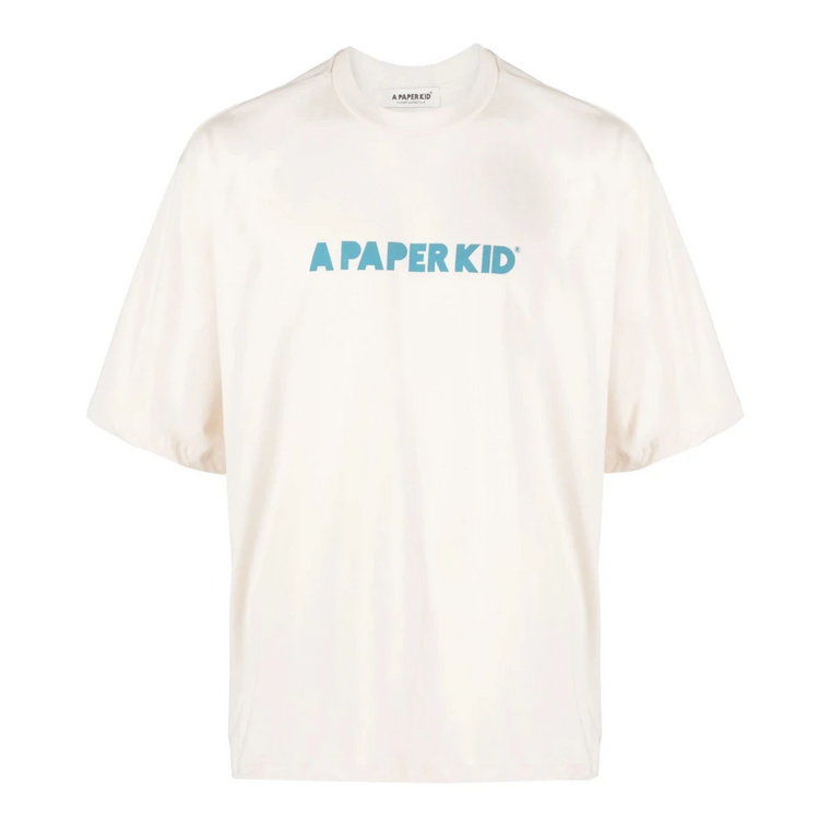 Biała Bawełniana Koszulka z Nadrukiem Logo A Paper Kid