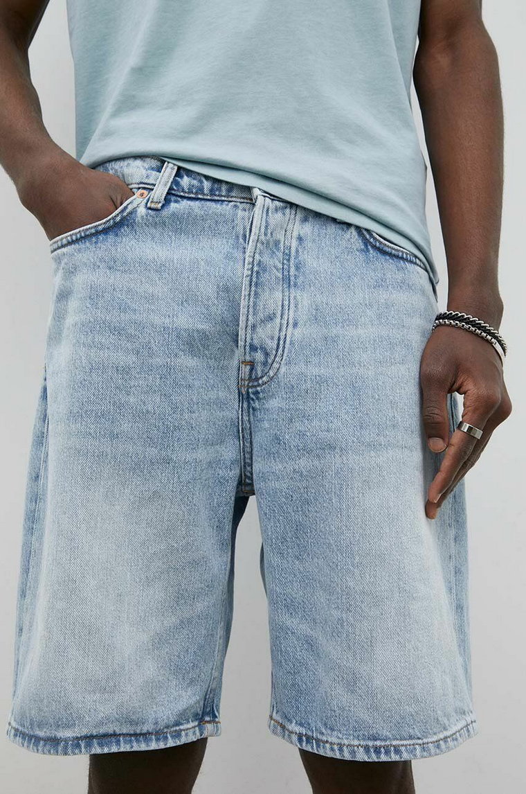 Samsoe Samsoe szorty jeansowe Eddie męskie kolor niebieski