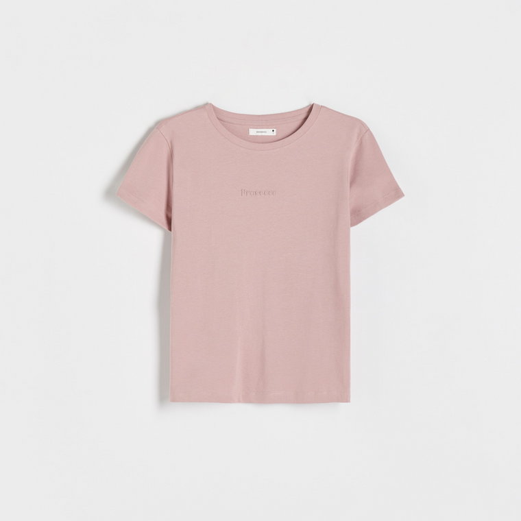 Reserved - T-shirt z nadrukiem - brudny róż