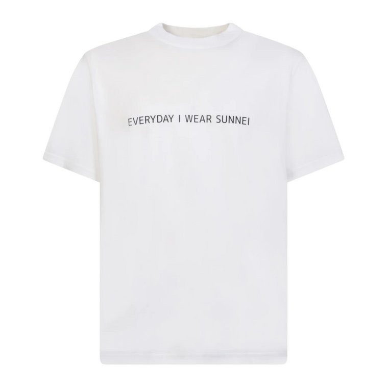 Biała Oversize'owa Koszulka z Nadrukiem Sloganu Sunnei