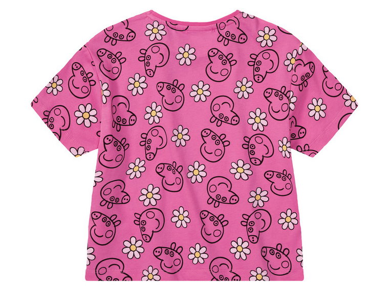 T-shirty dziecięce bawełniane z postaciami z bajek, 2 sztuki (98/104, Wzór Świnka Peppa antracytowy/różowy)