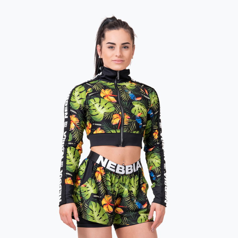 Bluza treningowa damska NEBBIA High-Energy Cropped jungle green