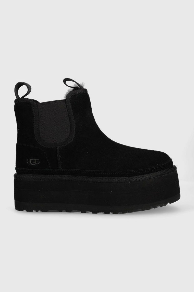 UGG sztyblety zamszowe W Neumel Platform Chelsea damskie kolor czarny na platformie ocieplone