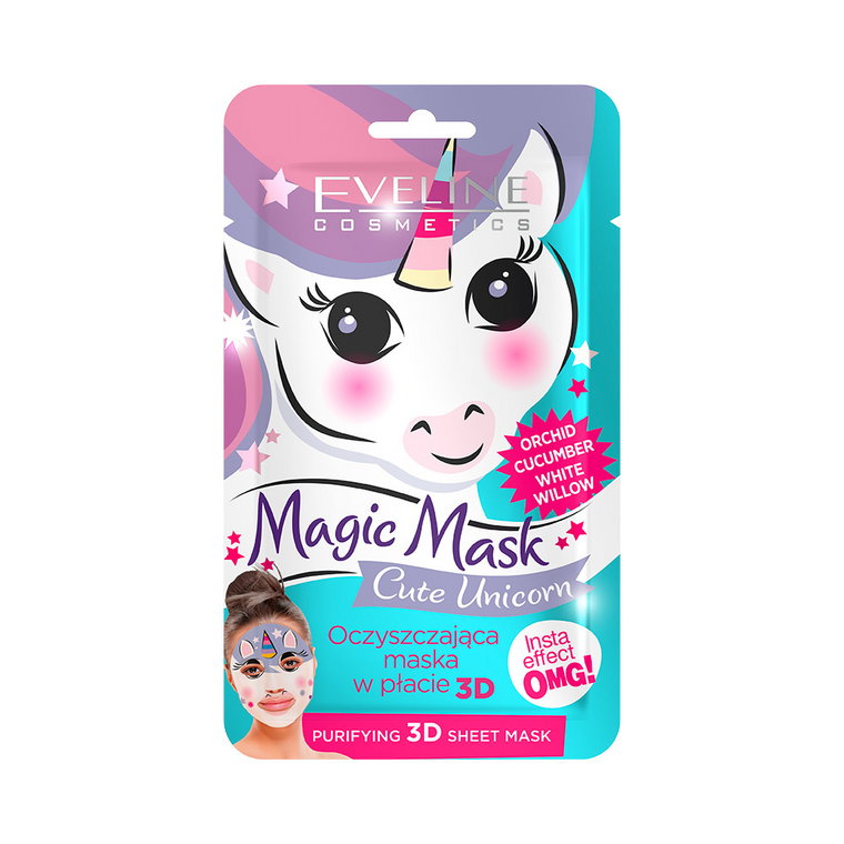 Oczyszczająca maska w płacie - 3d cute unicorn
