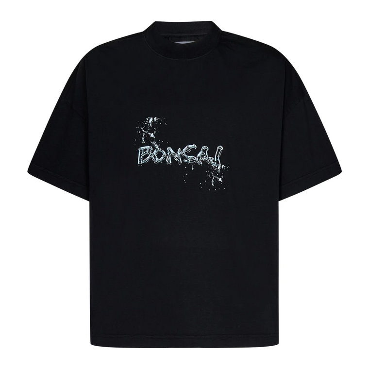 Czarne T-shirty i Pola z dekoltem w stylu Crewneck Bonsai