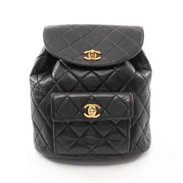 Używany Czarny Skórzany Plecak Chanel Chanel Vintage