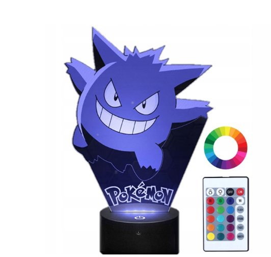 Lampka Nocna z Imieniem Pokemon Gengar Led Grawer