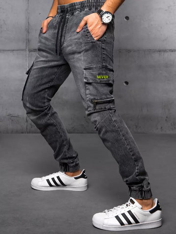 Spodnie męskie jeansowe joggery czarne Dstreet UX3570