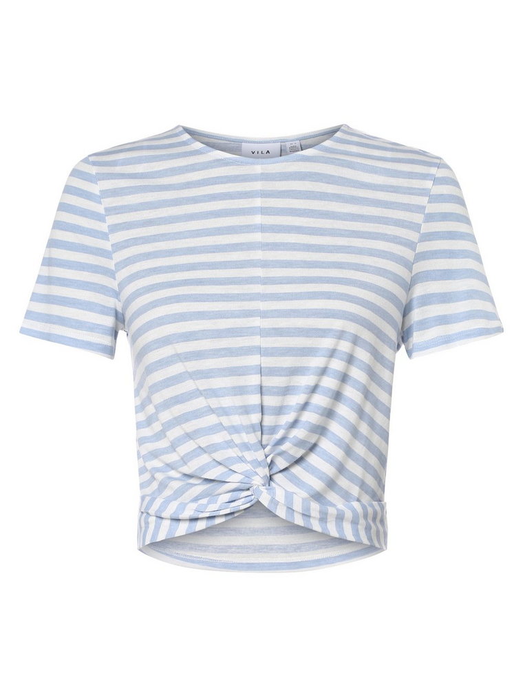 Vila - T-shirt damski  VIMooney, niebieski|biały