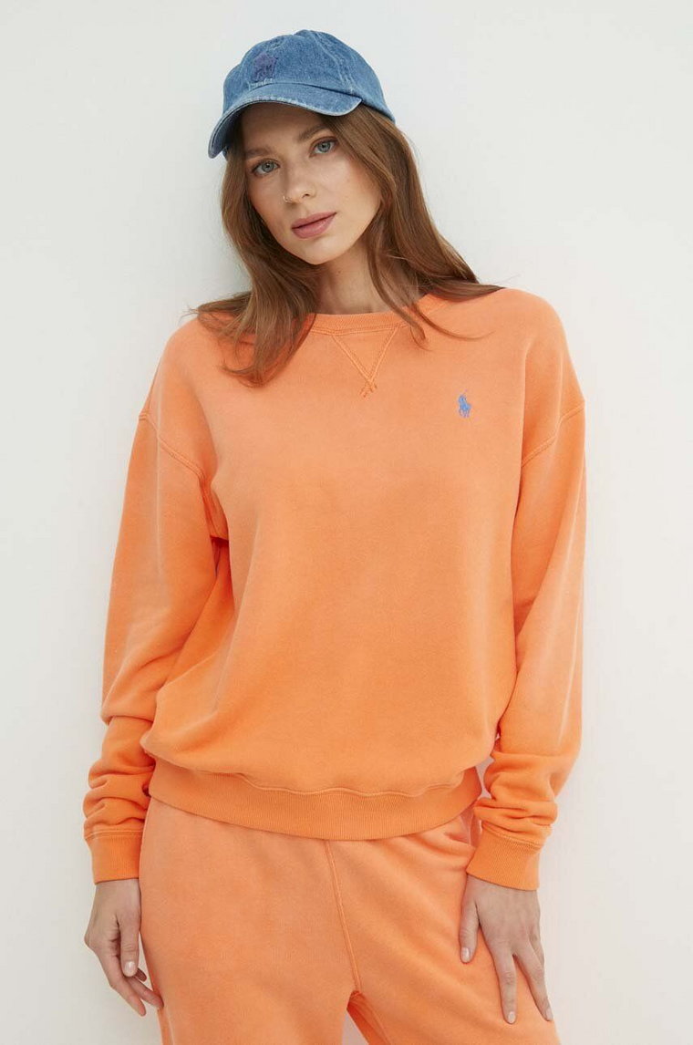 Polo Ralph Lauren bluza bawełniana damska kolor pomarańczowy gładka 211935582
