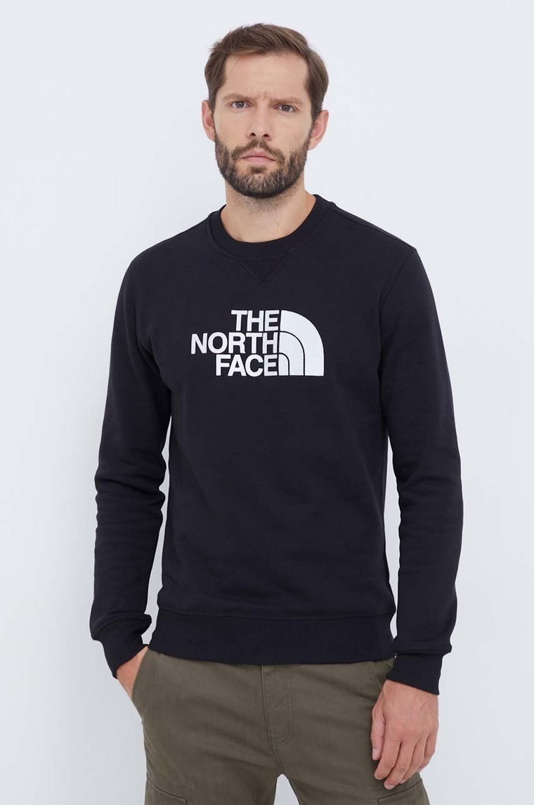 The North Face bluza bawełniana Drew Peak Crew NF0A4SVRKY41 męska kolor czarny z aplikacją