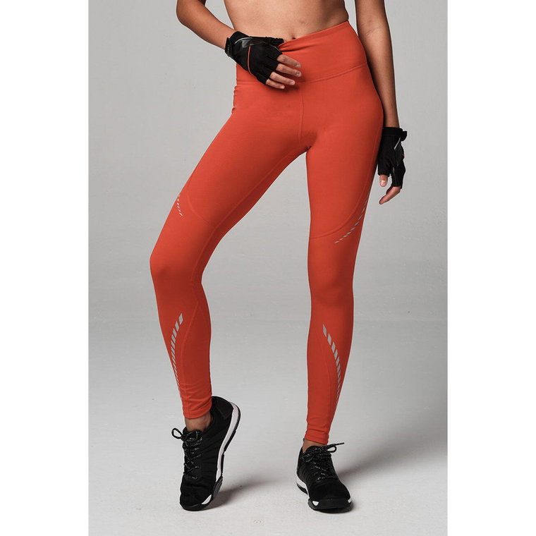 Legginsy fitness damskie z wysokim stanem w czerwonym kolorze STRONG ID