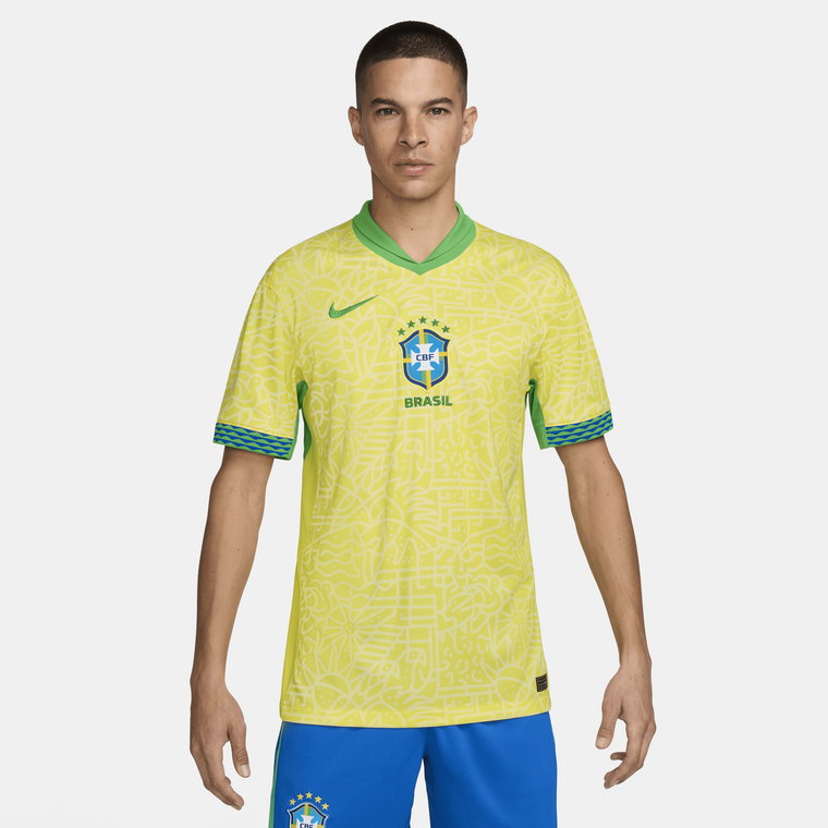 Męska koszulka piłkarska Nike Dri-FIT Brazylia Stadium 2024 (wersja domowa)  replika - Żółty