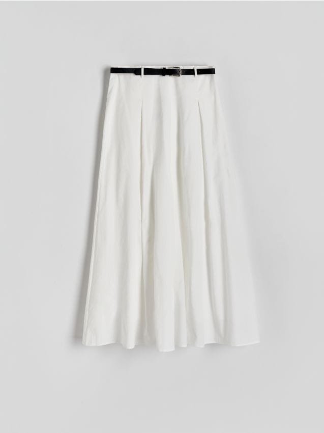 Reserved - Spódnica maxi z paskiem - biały