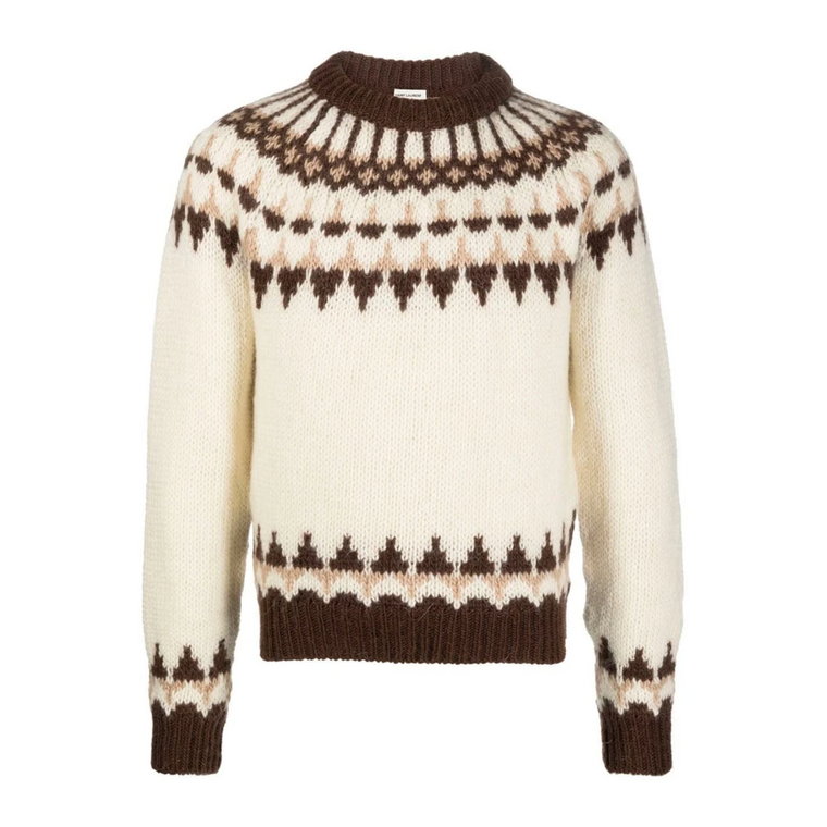 Sweter z okrągłym dekoltem i haftem Saint Laurent