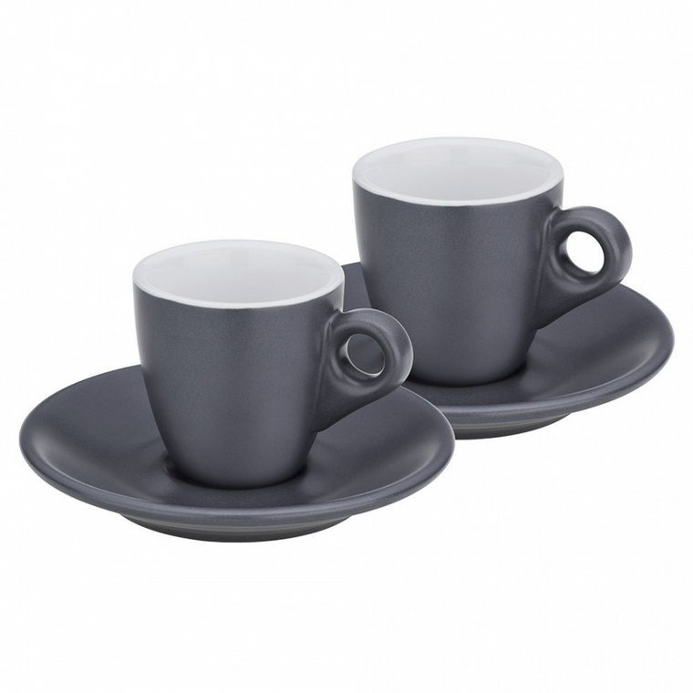 Filiżanki do espresso ze spodkami, 2 szt., ceramika, 0,05 l, śred. 12 x 6,5 cm, szare kod: KE-12751