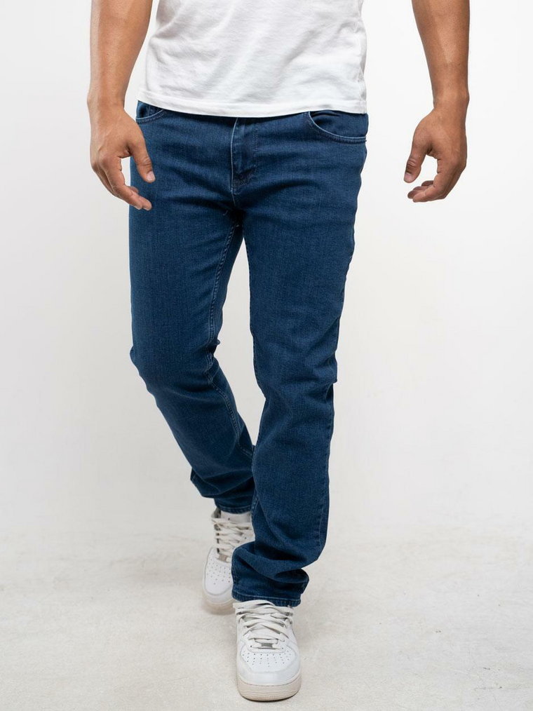 Spodnie Jeansowe Croll Pocket Stitch Regular Ciemne Niebieskie